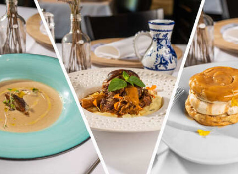 Obľúbené 3-chodové menu v reštaurácii Leberfinger na nábreží Dunaja.