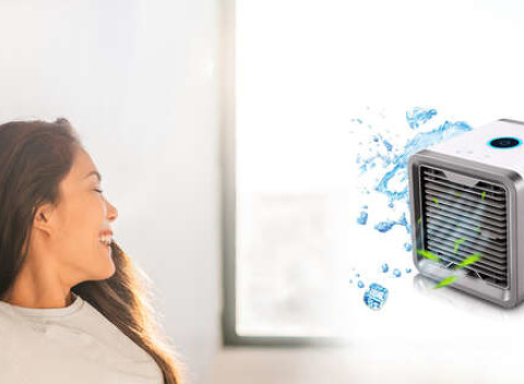 Prenosná stolná klimatizácia s farebným podsvietením - 3 stupne chladenia.