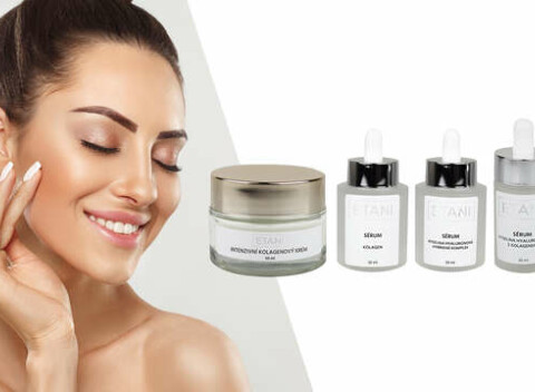 Kozmetické prípravky Etani s kyselinou hyaluronovou a kolagénom pre dokonalú pleť.