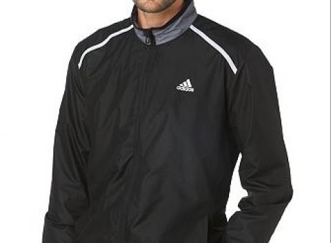 Pánska športová bunda Adidas so stojatým golierom, dlhým rukávom a potlačou loga na hrudi. Možno prať v práčke.