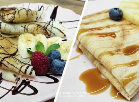 Sladké palacinky: džemové, tvarohové, špaldové, Nutella® a Kinder®.