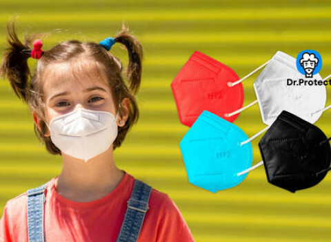 Farebné detské respirátory KN95/FFP2 (biela, čierna, modrá alebo oranžová).