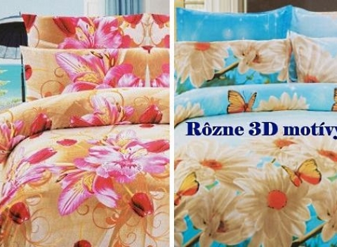 Vyspite sa do ružova ako na obláčiku! Krásne 7-dielne posteľné prádlo s 3D potlačou na výber z rôznych motívov.