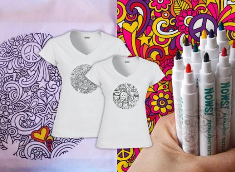 Originál je len jeden! Vyfarbite si vlastné tričko svojimi obľúbenými farbami. Tričko Color me a 5 permanentných fixiek na textil.
