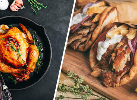 Kurací gyros alebo pečené kuriatko na Klariskej vo Farmárskom grile.