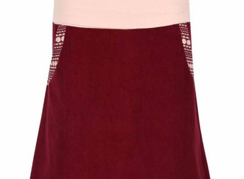 Vínová menčestrová sukňa s elastickým pásom nemeckej módnej značky Tranquillo Batu.