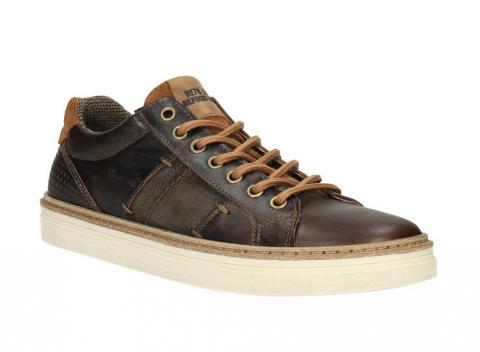 Originálne pánske kožené tenisky s vysokou bielou podrážkou s hnedým lemovaním.