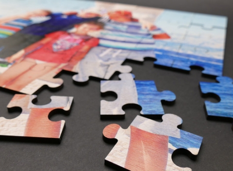 Originálne drevené puzzle s vlastnou potlačou, na výber rôzne veľkosti.