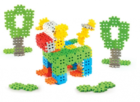 Farebné detské konštrukčné stavebnice Wafle. Na výber zo 4 rôznych druhov.