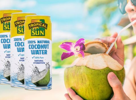 Osviežujúca a výživná kokosová voda značky Tropical Sun - 12 kusov v balení 330ml alebo 520ml.