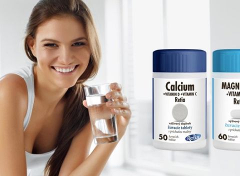Výživový doplnok - Calcium a magnézium s vitamínmi v baleniach 1 + 1 zadarmo.