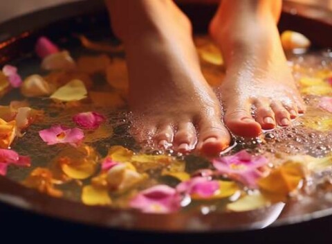 Relaxačná wellness pedikúra s peelingom, hrejivým zábalom, parafínom či masážou v salóne Mona