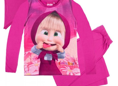 Ružové pyžamo Máša a medveď so šatkou zo 100% bavlny, veľkosť 128.