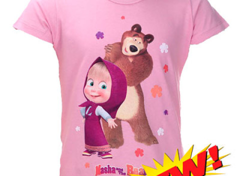 Tričko Máša a medveď s krátkym rukávom, príjemne hebké a jemné k pokožke vďaka 100% bavlne.