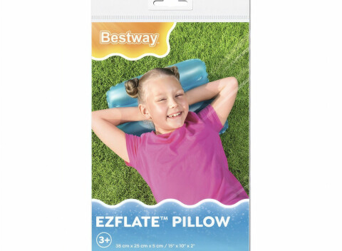 Nafukovací vankúš - modrý - 38 x 25 x 5 cm - Odolný, vyrobený z PVC materiálu