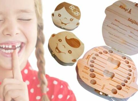 EXTRA CENY: Drevená krabička na mliečne zúbky so slovenskými nápismi