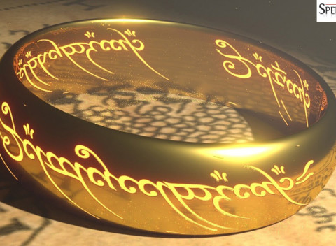 Wolfrámový prsteň inšpirovaný filmom Pán prsteňov - pozlátená alebo čierna verzia.