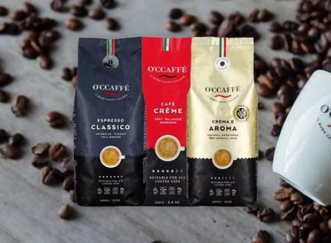 Balíčky aromatickej talianskej zrnkovej kávy OCcaffé