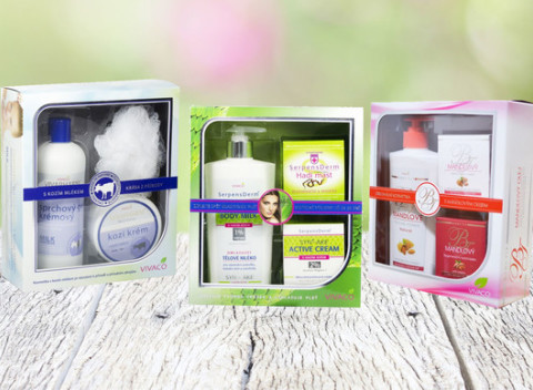Darčekové kazety prírodnej kozmetiky VIVACO. Doprajte pokožke a vlasom špeciálnu starostlivosť.