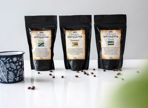 Degustačné balíky kvalitnej zrnkovej kávy z Afriky, Ázie a ďalších kútov sveta.