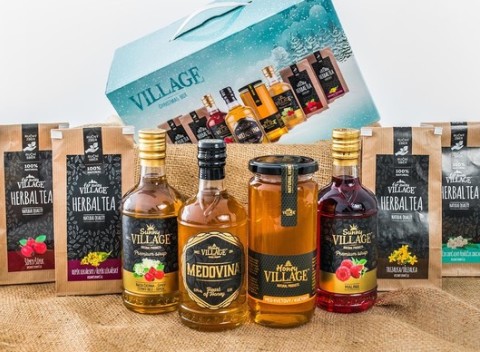 Balíček slovenskej medoviny, sirupov, čajov a medu v prémiovej kvalite.