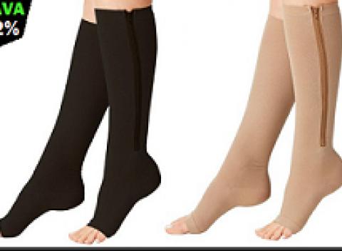 Pančuchové podkolienky Kompresné so zipsom v čiernej a béžovej farbe