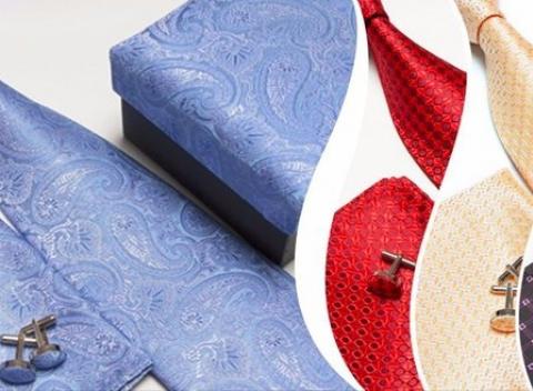 Elegatný pánsky set Manžetové gombíky, kravata a vreckovky
