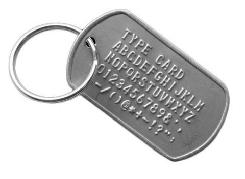 Vyrytá spomienka v pliešku Štýlové vojenské známky s vlastným nápisom