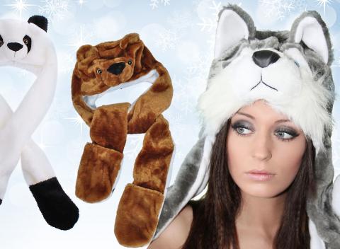 Netradičný módny doplnok Neprehliadnuteľná zvieracia zimná čiapka 3 v 1