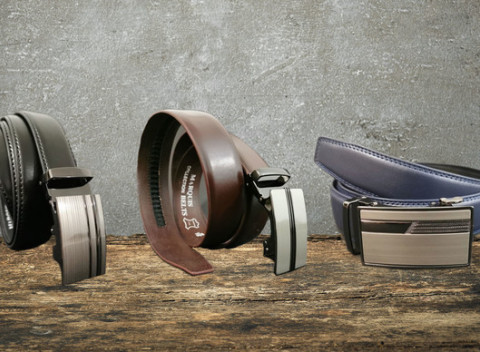 Luxusný pánsky kožený opasok z hovädzej kože s automatickou prackou.