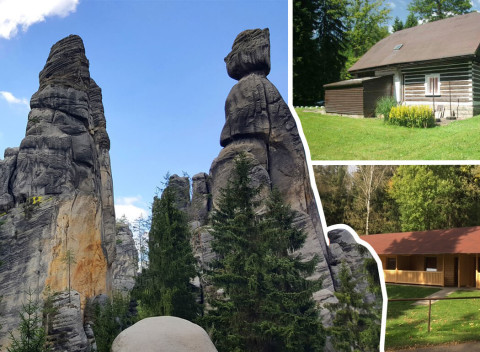 Chatky Zděřina pri Adršpachu v pokojnej prírode s ubytovaním na 3-8 dní pre 2 osoby s polpenziou.