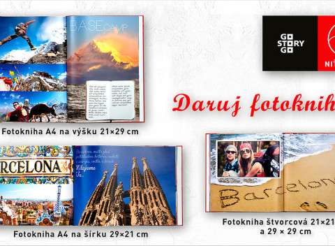 Prvotriedna niťou šitá fotokniha - na výber formáty A4 na výšku, na šírku či štvorcové v tvrdých doskách.