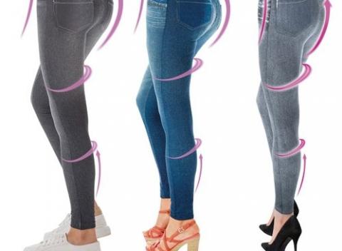 Slim n Lift Caresse Jeans síce vyzerajú ako džínsy, ale sú to  pohodlné legínsy vyrobené z mäkkého a pružného materiál.
