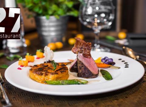 Lahodné trojchodové menu podľa nového lístka reštaurácie 27! Vyberte si z dvoch variánt jedál to, ktoré pohladí vaše chuťové poháriky. 