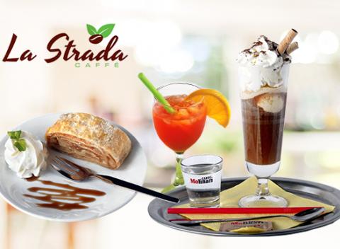 Cappuccino, ľadová káva alebo osviežujúce nápoje v kaviarni La Strada. Doprajte si chvíľku relaxu a skvelého občerstvenia. 