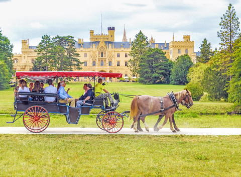 Južná Morava: Lednice v penzióne s vínom, vychádzkou v kočiari a polpenziou.
