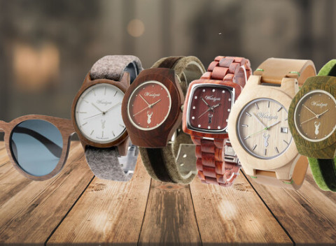 Pánske, dámske drevené hodinky a slnečné okuliare – štýlový návrat k prírode.