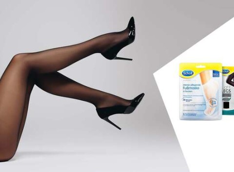 Kompresné pančušky a hydratačná maska na nohy Scholl s makadamovým olejom.