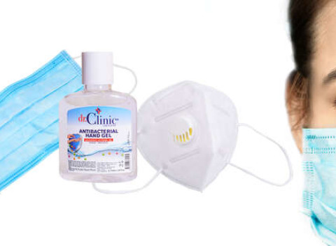 Balíček prvej pomoci - chirurgické rúško, respirátor FFP2, antibakteriálny gél.
