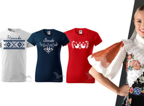 Bavlnené tričká s krátkym rukávom a so slovenským ľudovým motívom.