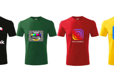Tričko s potlačou Tik Tok, Monoskop, Instagram alebo Facebook zo 100 % bavlny.