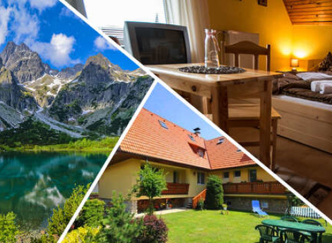 Villa Tatran v Starej Lesnej s panoramatickým výhľadom na Lomnický štít.