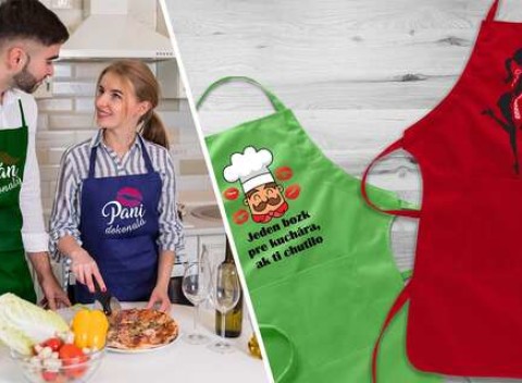 Farebná kuchynská zástera s vlastnou potlačou s poštovným v cene.