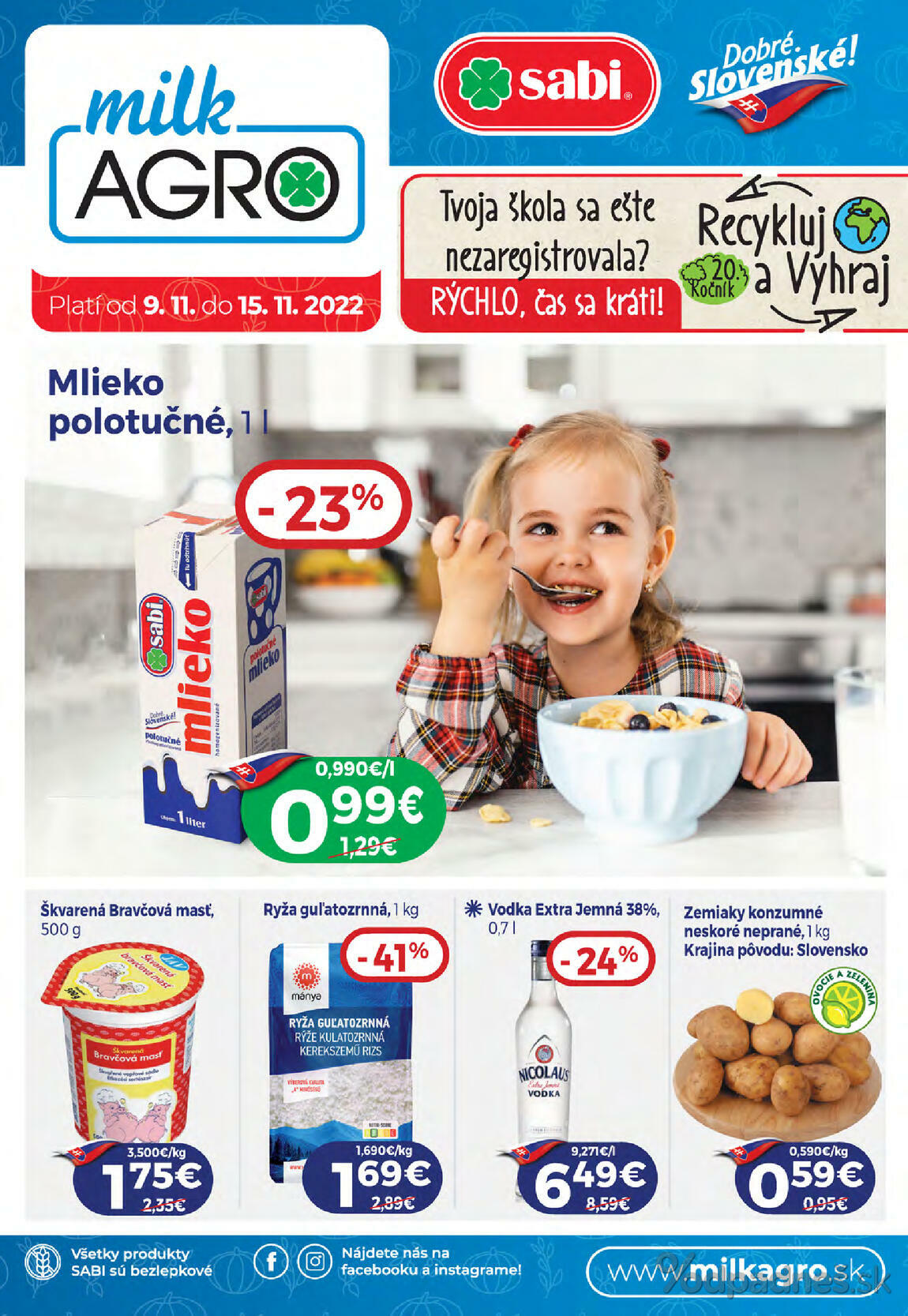1. stránka Milk agro letáku