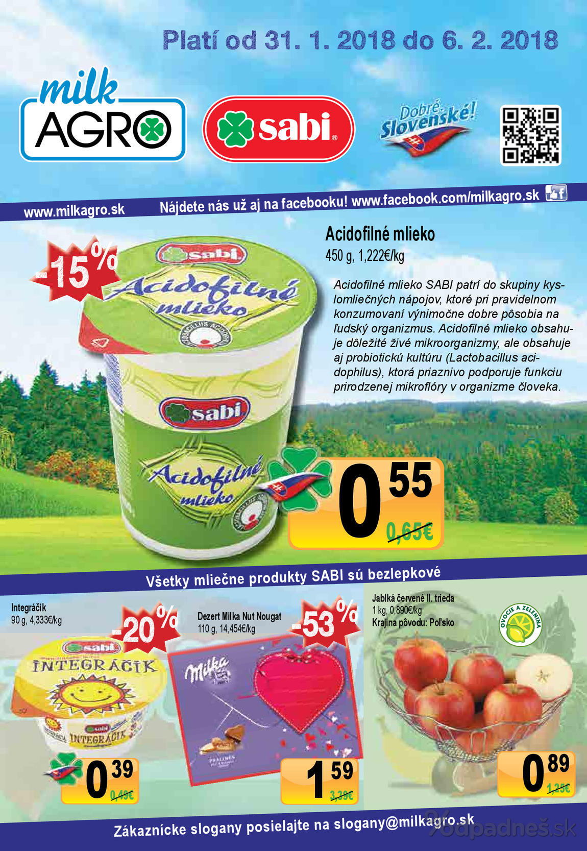 1. stránka Milk agro letáku