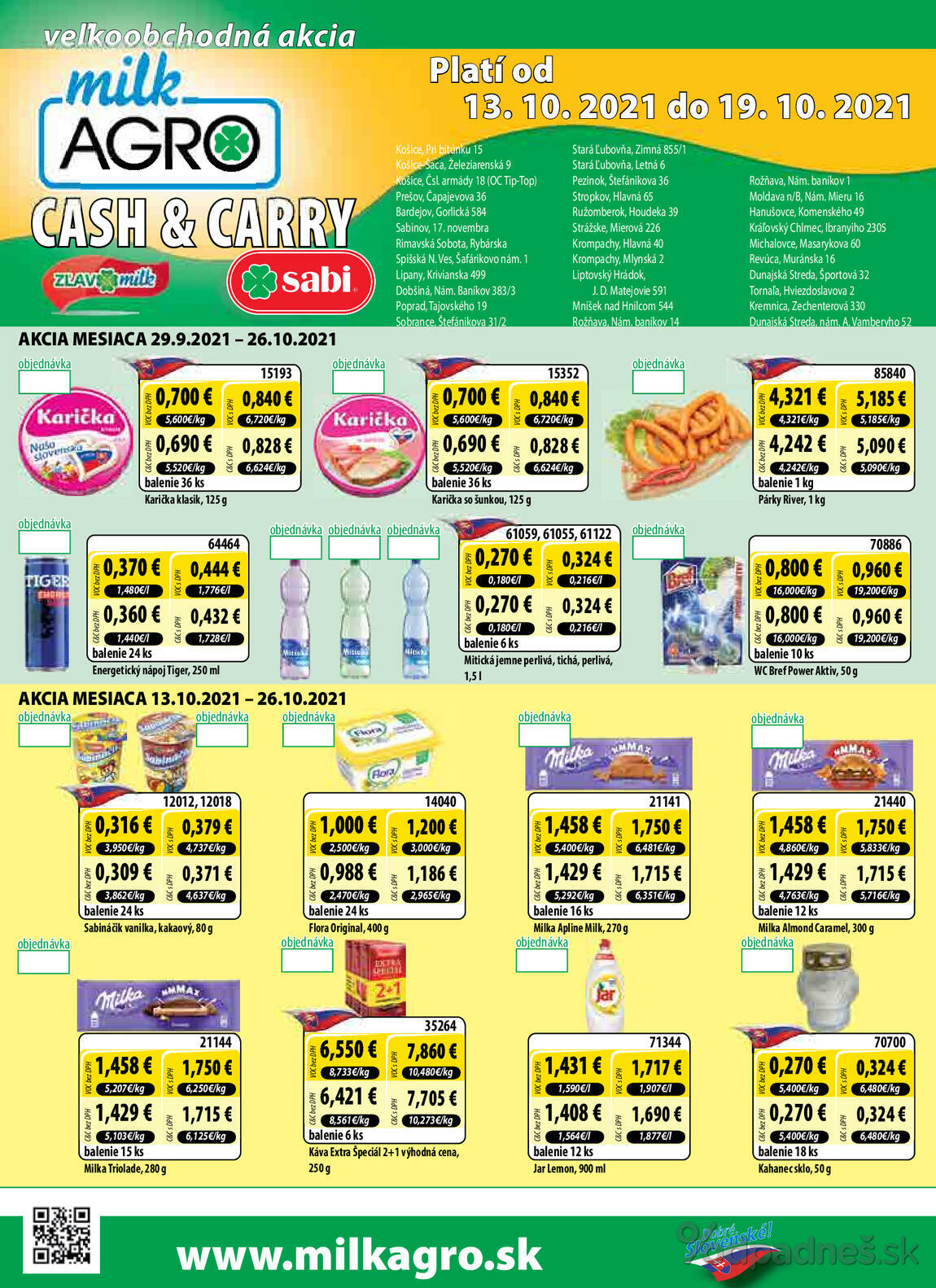 1. stránka Milk agro letáku