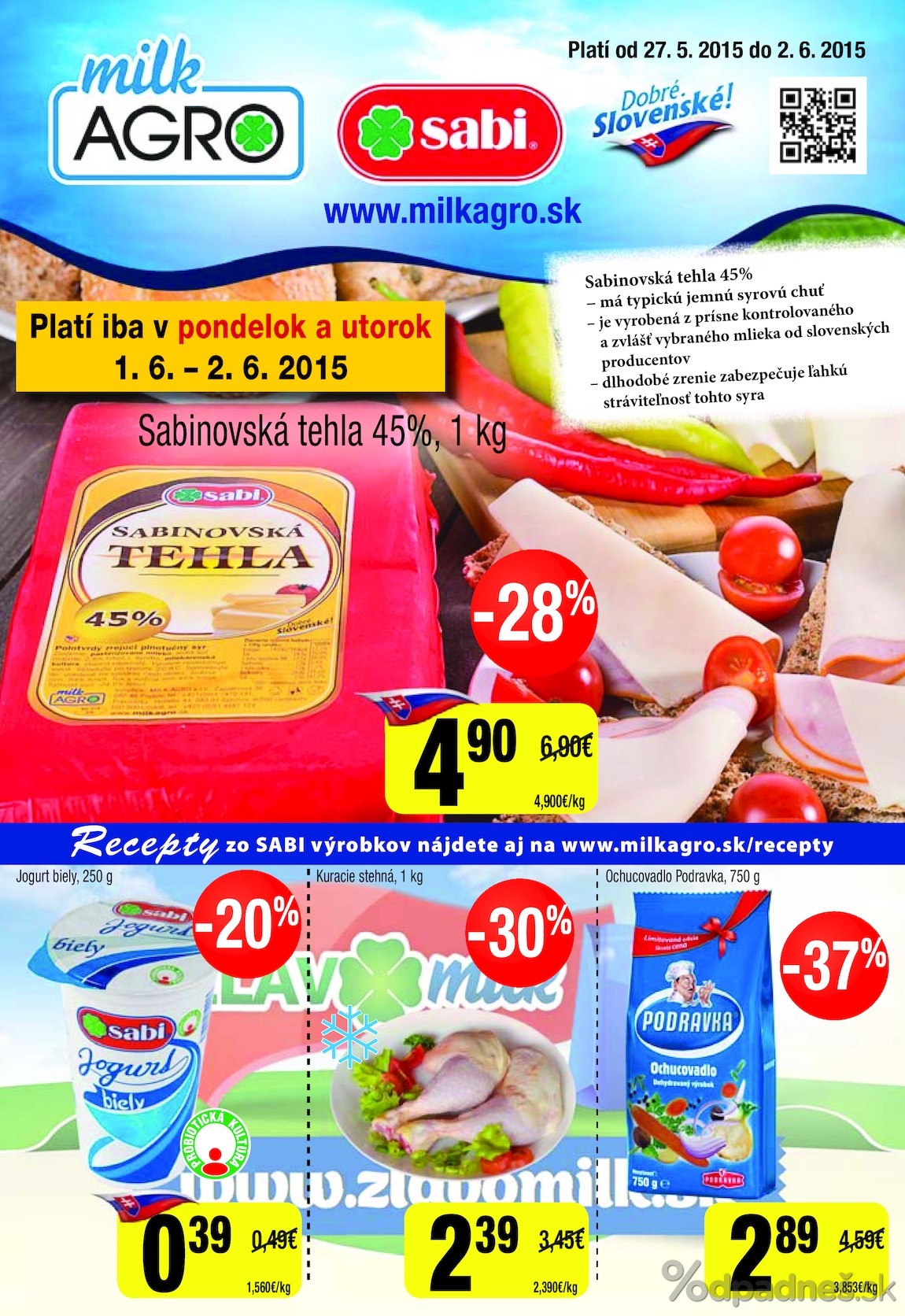 1. stránka Milk agro letáku