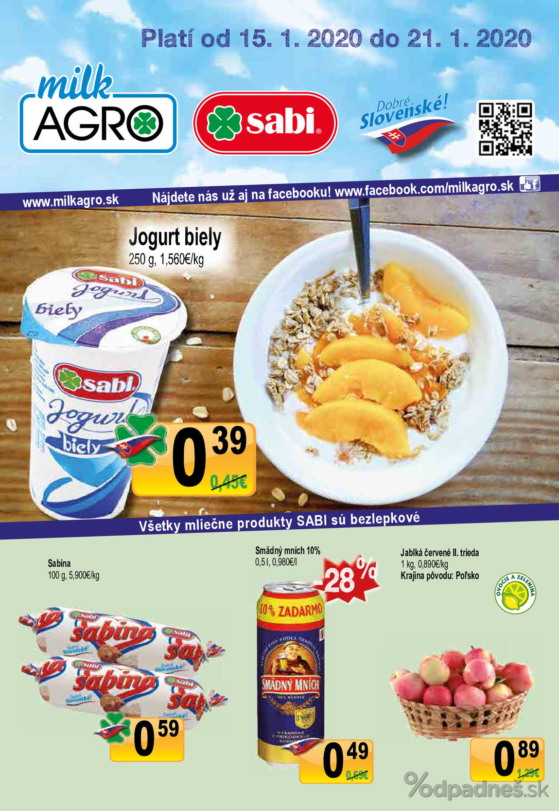 1. stránka Milk agro letáku