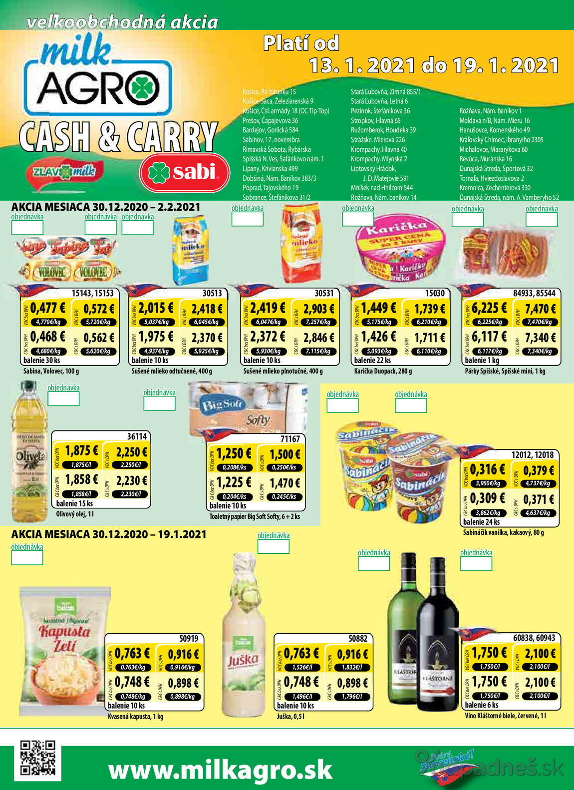 1. stránka Milk agro letáku