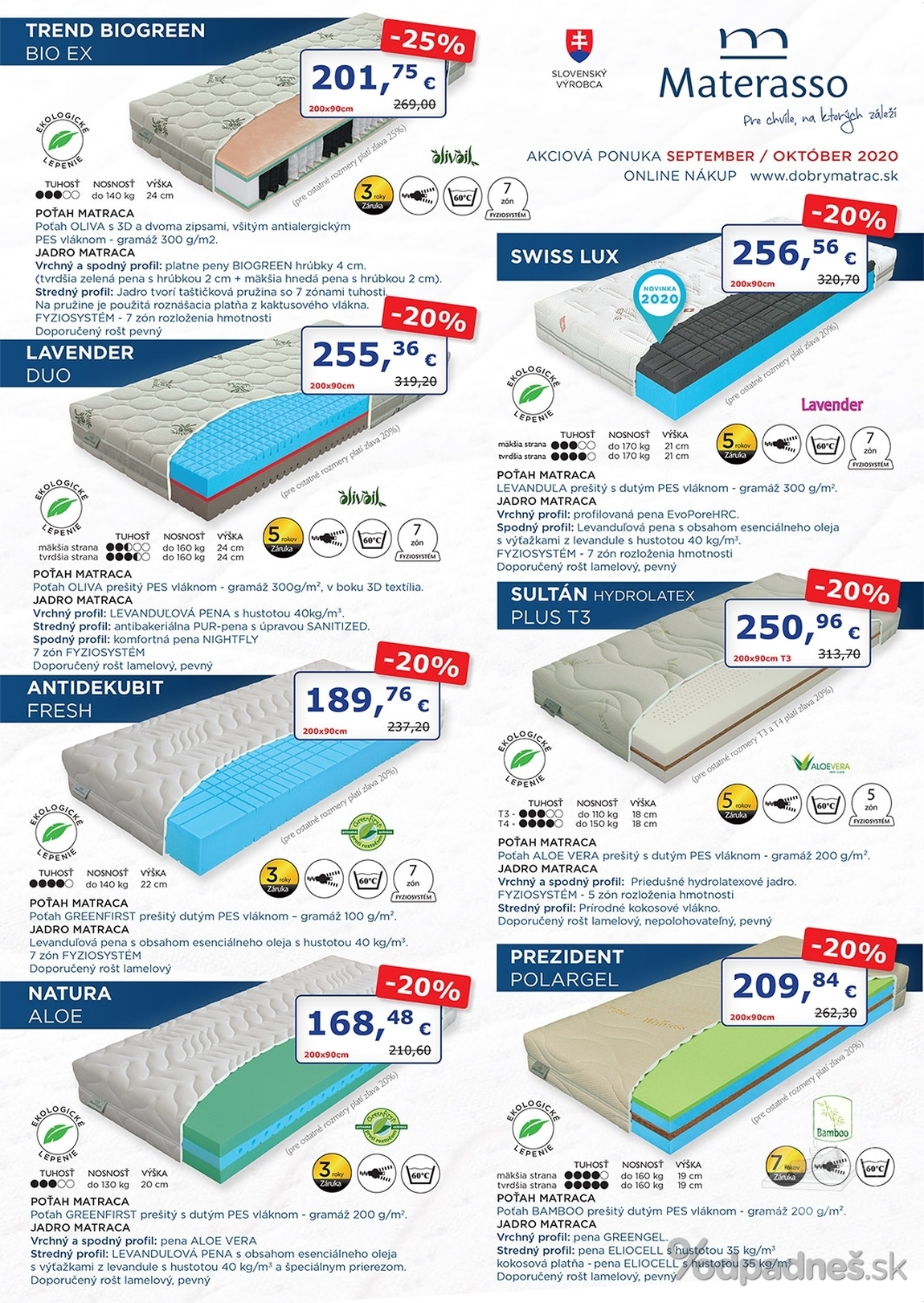 1. stránka Dobrýmatrac.sk letáku